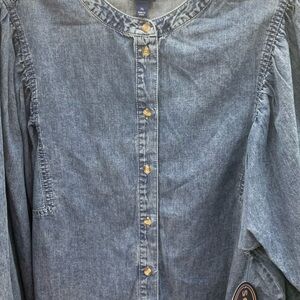 NWT Women’s Scoop long sleeve Denim Button-Up Shirt Size XL